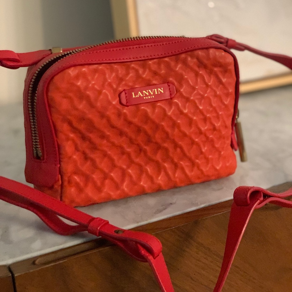 Lanvin Mini Padam Embossed Leather Crossbody Bag